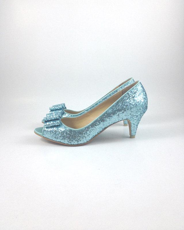 light blue heels with bow