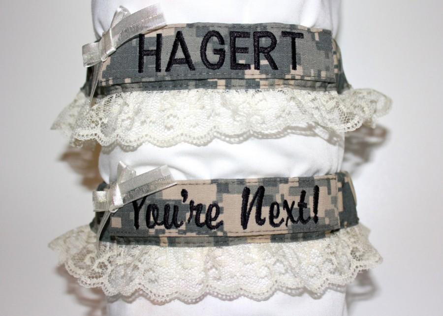 Mariage - Ivory Military Bridal Garters - Army, Navy, Marines & Air Force