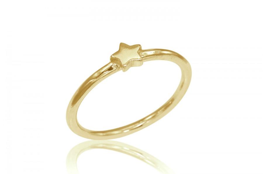 Mariage - Star Engagement Ring, 14K Star Ring, Wedding Jewelry, Stackable Gold Ring, Bridal Ring, Free Shipping