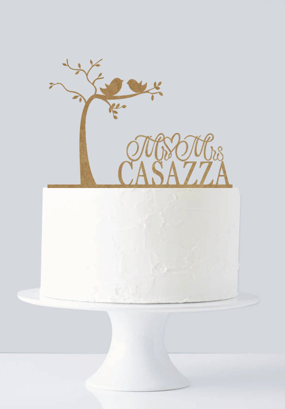 Wedding - Rustic Wedding Cake Topper - Bride and Groom - Love Birds - Love Tree - Custom Cake Topper A740