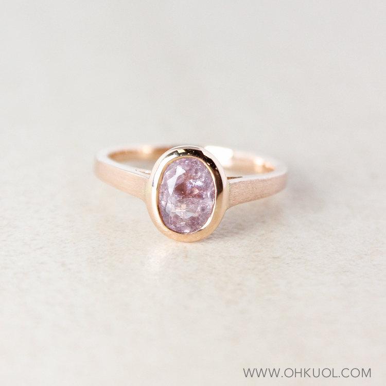 Hochzeit - Pastel Pink Tourmaline Engagement Ring - Oval - 10K Rose Gold