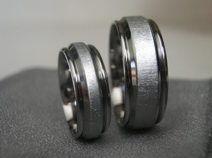 Hochzeit - Titanium Ring SET Matching Rings Wedding Anniversary