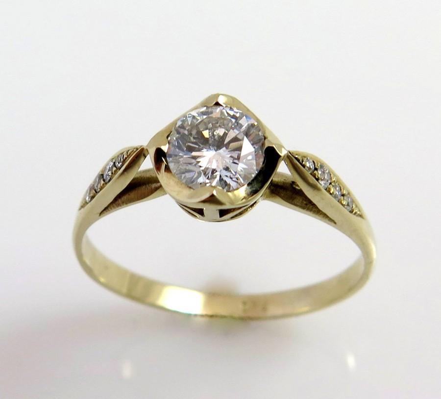 Hochzeit - Alternative engagement ring, Engagement diamond ring, 18K gold ring, Delicate diamond ring, Solitaire engagement ring, Vintage ring