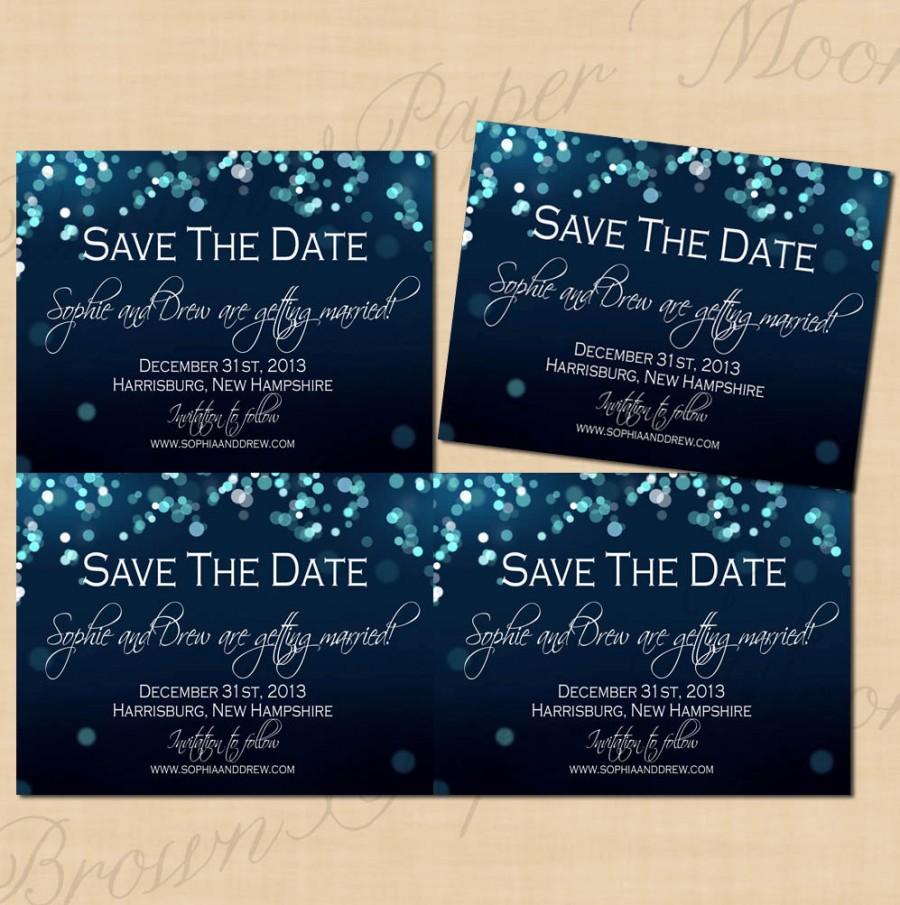 Mariage - Midnight Blue Night Sky Text-Editable Save the Dates: 5.5 x 4.25 - Instant Download
