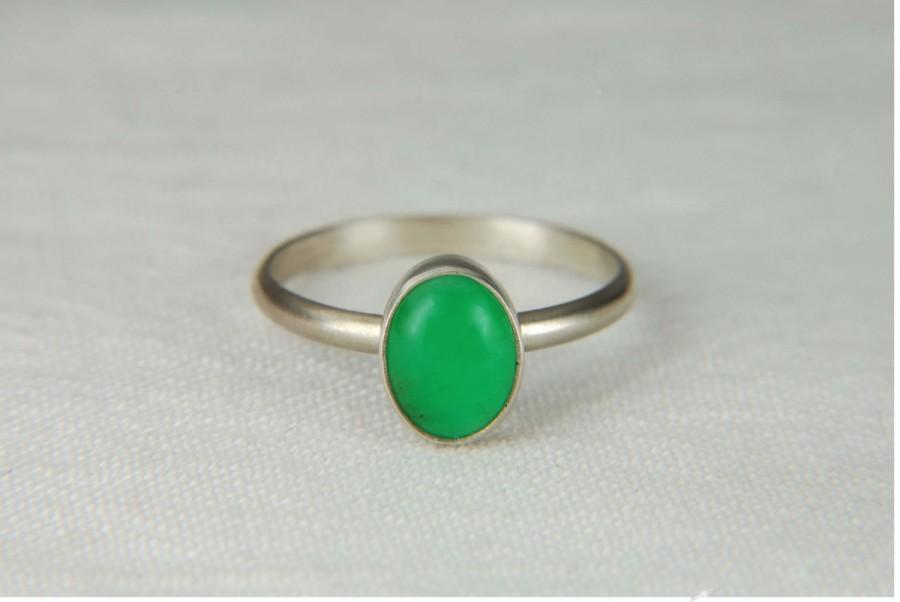 Mariage - Chrysoprase Ring Engagement Ring Minimalist Ring Natural Stone Ring Green Ring Friendship Ring Small Stone Ring