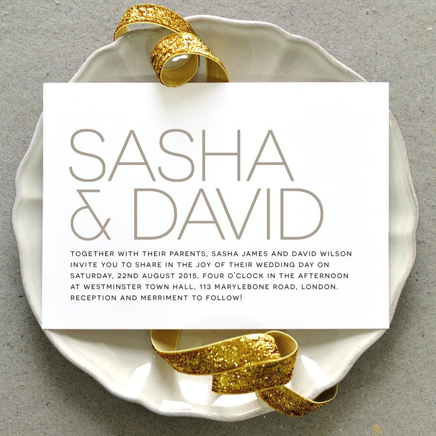 زفاف - Printable Wedding Invitation PDF / 'Modern Minimal' Simple Invitation / Silver and Black / Digital File Only / Printing Also Available