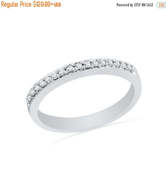 Mariage - Holiday Sale 10% Off Half Eternity Diamond Wedding Band In 10k White Gold or Sterling Silver, Womens Wedding Band