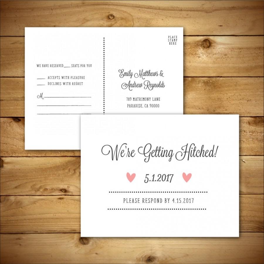 Mariage - Printable Wedding RSVP / Response Card Template - Dark Grey & White - Instant Download - Editable MS Word Doc - The Pink Lavender Collection