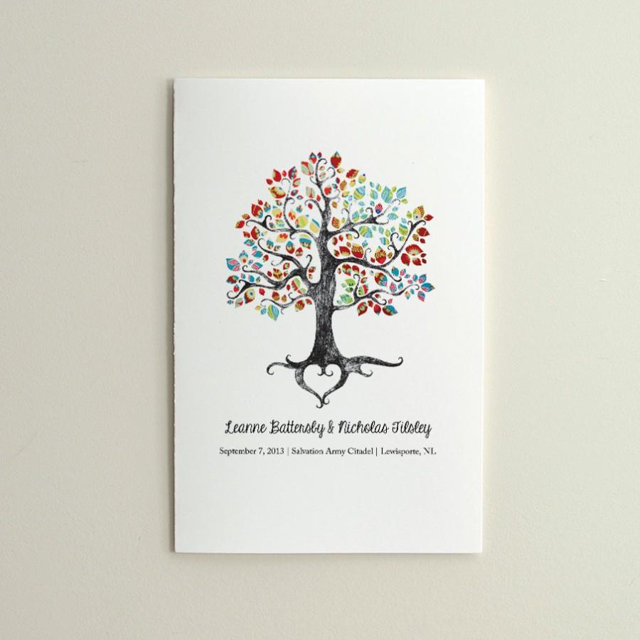 Hochzeit - Wedding Ceremony Program / Order of Service - Rustic Woodland Tree - DIY Printable PDF Template - folded card - Red