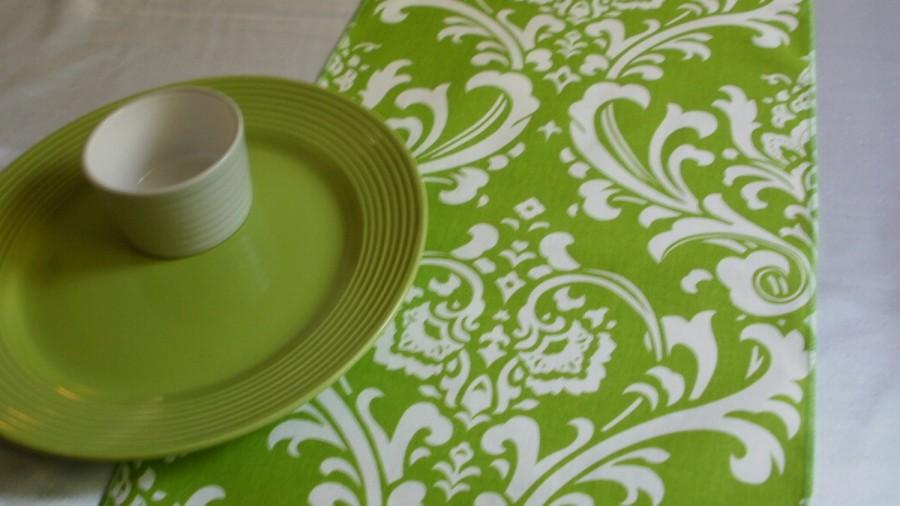 Wedding - TABLE RUNNER Chartreuse Damask Table Runners  Lime Green Osborne or Any Print in Shop
