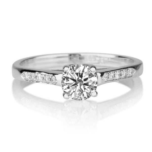 زفاف - Cathedral Diamond Ring, 14K White Gold Engagement Ring, 0.6 TCW Diamond Engagement Ring, Diamond Ring Vintage, Unique Rings