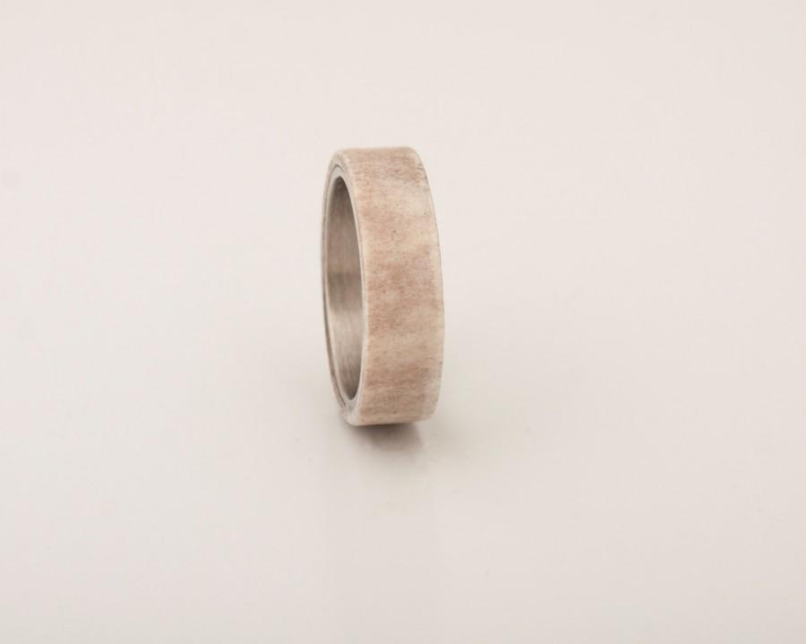 Mariage - titanium antler ring flat ring flat band antler wedding band