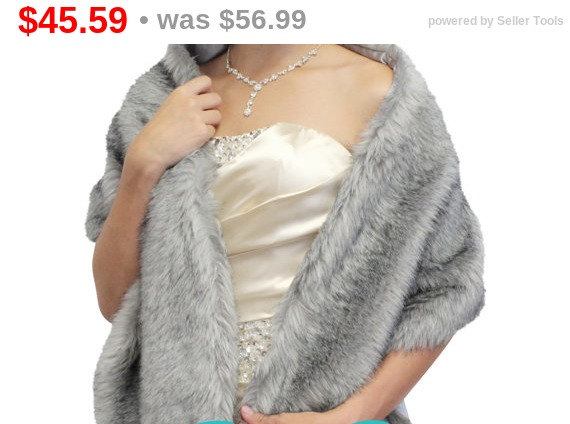 Свадьба - Bridal fur stole, Grey Chinchilla faux fur stole fox fur shrug bridal fur wrap fur shawl, bridal stole, wedding stole, faux fur cape