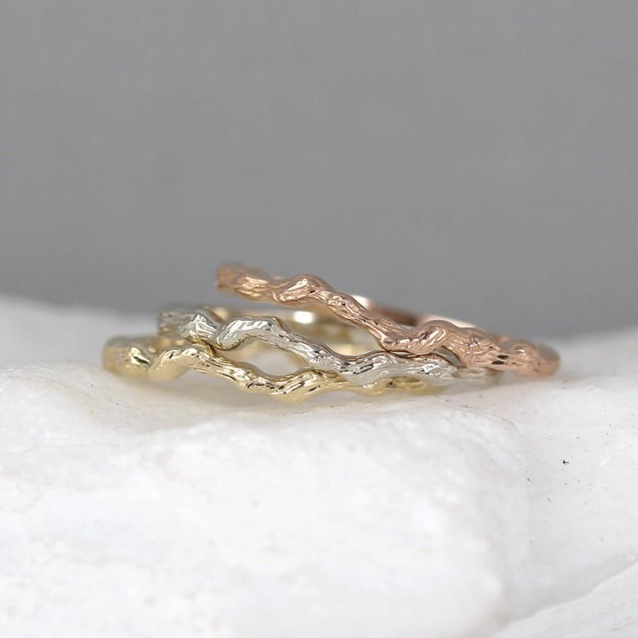 زفاف - 14K Gold Tree Branch Ring - Yellow White or Rose Gold - Wedding Band - Stacking Ring - Twig Ring - Nature Jewellery - Made in Canada