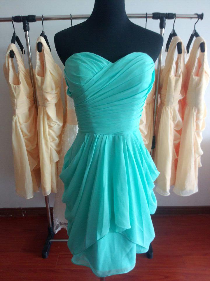 Свадьба - Customized sweetheart bridesmaid dress short bridesmaid dresses chiffon dress wedding dress prom dress cheap bridesmaid dress color#134