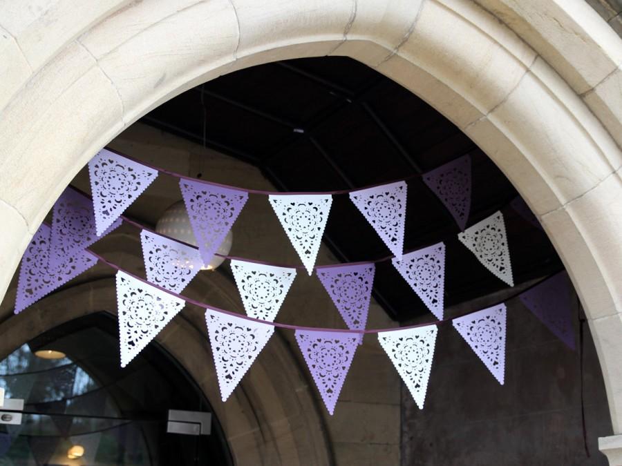 زفاف - Purple wedding bunting, lilac, cream and purple garland, lace banner
