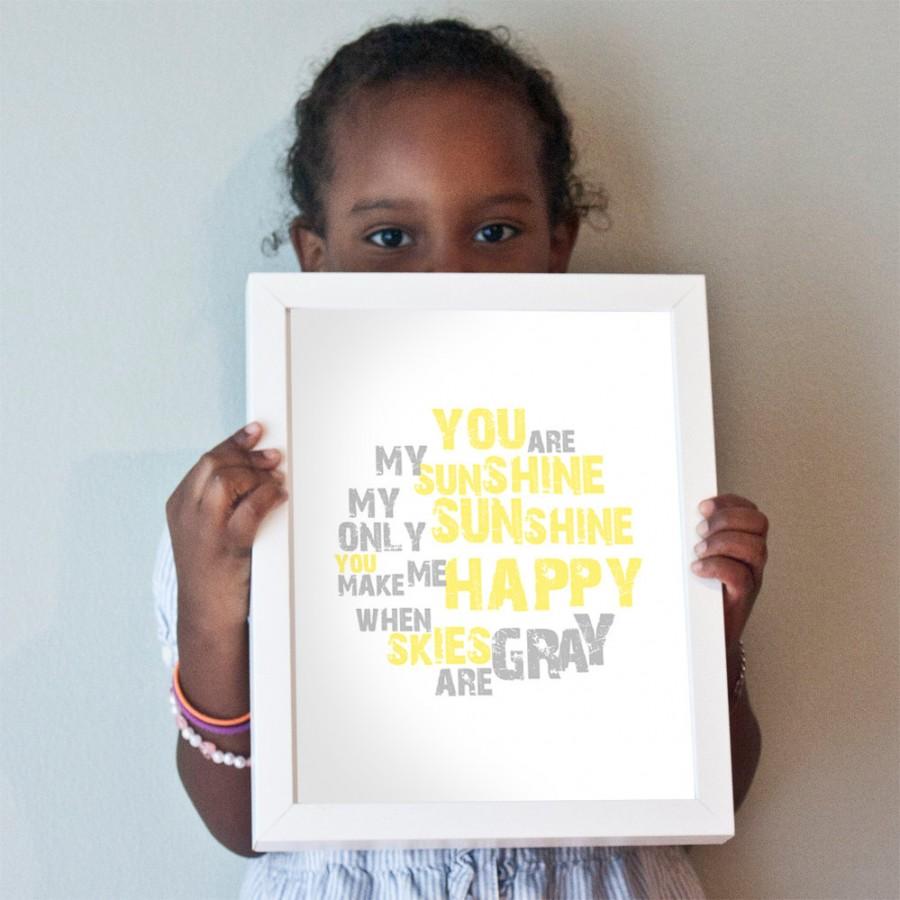 Wedding - You Are My Sunshine print in yellow and gray