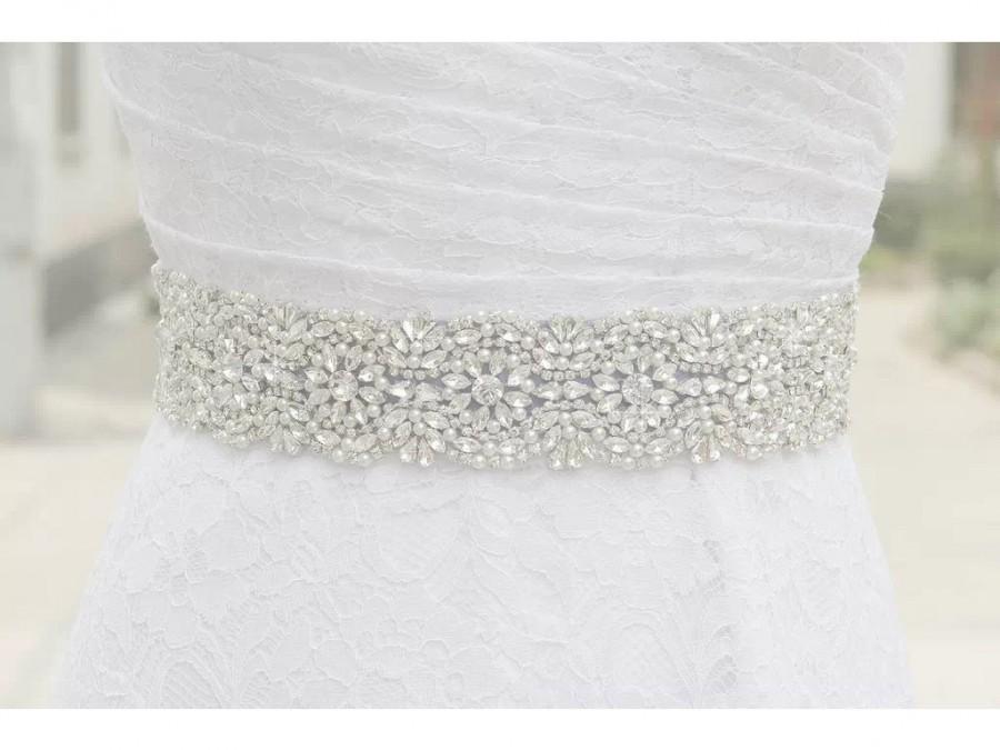 زفاف - Rhinestones and pearls sash, bridal sash, wedding dress sash