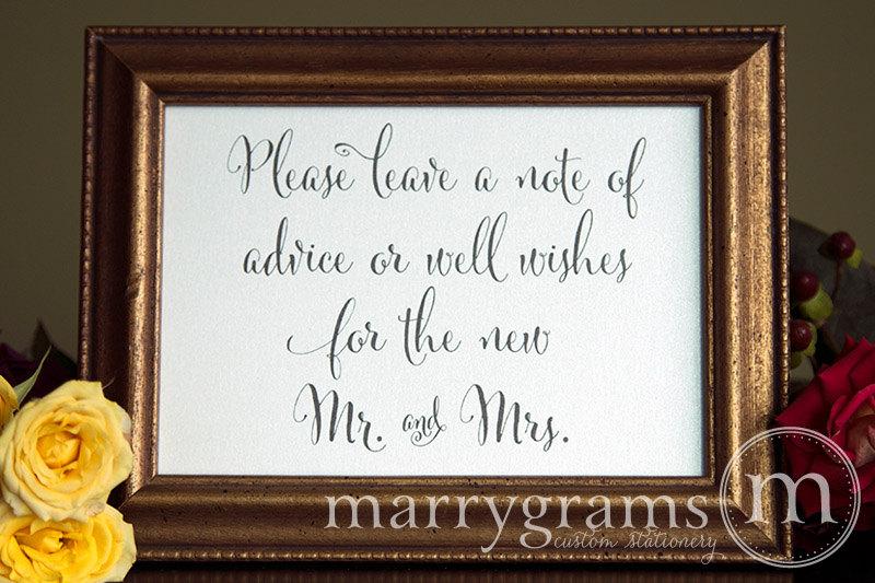 Mariage - Leave a Note of Advice & Well Wishes Table Sign - Wedding Reception Signage -Matching Numbers -Wishes for the New Mr. and Mrs. Sign - SS07
