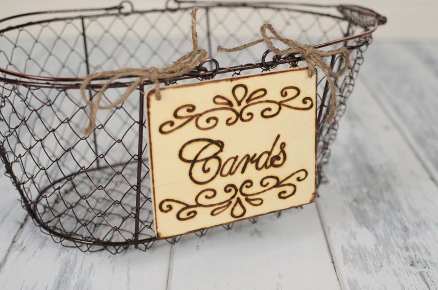 Mariage - Rustic Wedding "Cards" Sign (4 x 5")  for Your Rustic, Country, Shabby Chic Wedding- Ready to Ship