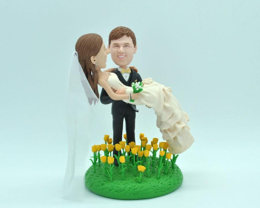 Свадьба - wedding cake topper personalized toppers funny cartoon pets bride & groom figure figurines