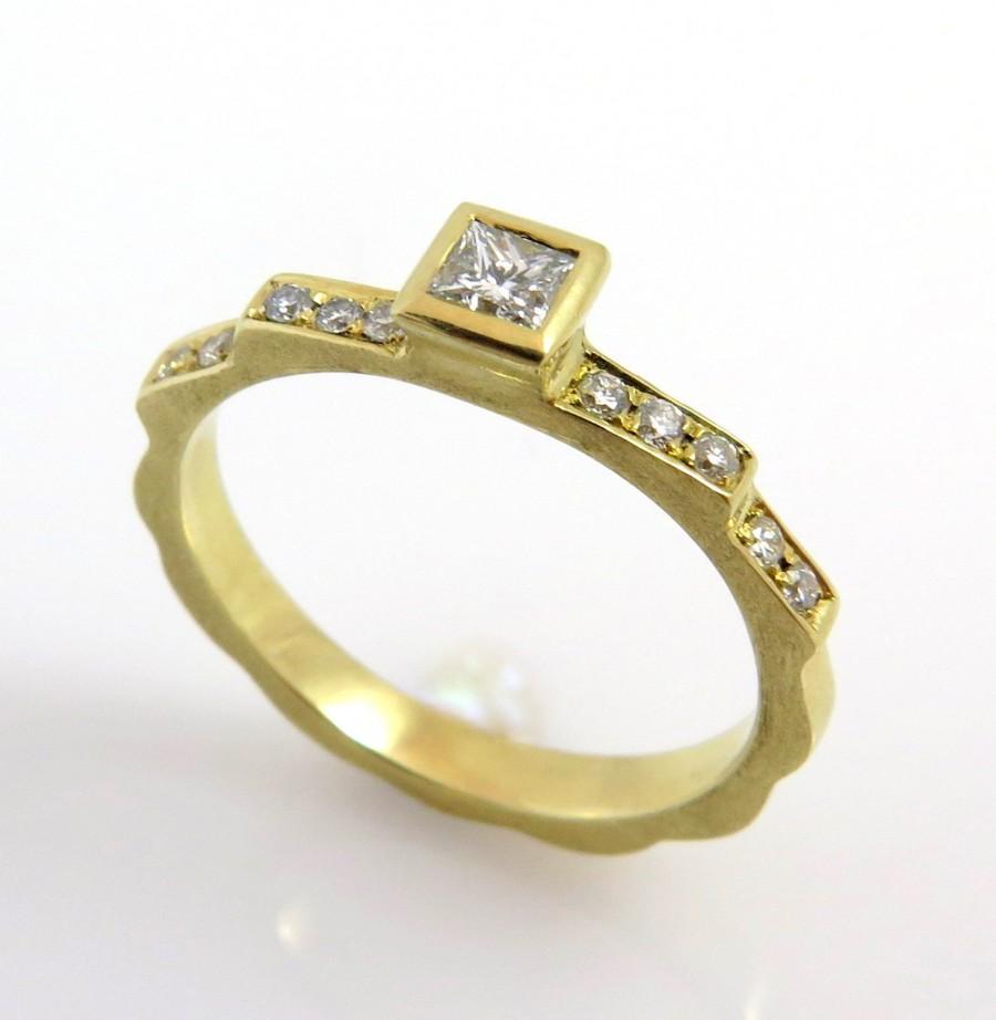 Hochzeit - Diamond engagement ring ,Unique engagement ring, 14K engagement ring, Princess diamond ring, Engagement diamond ring, Engagement unique ring