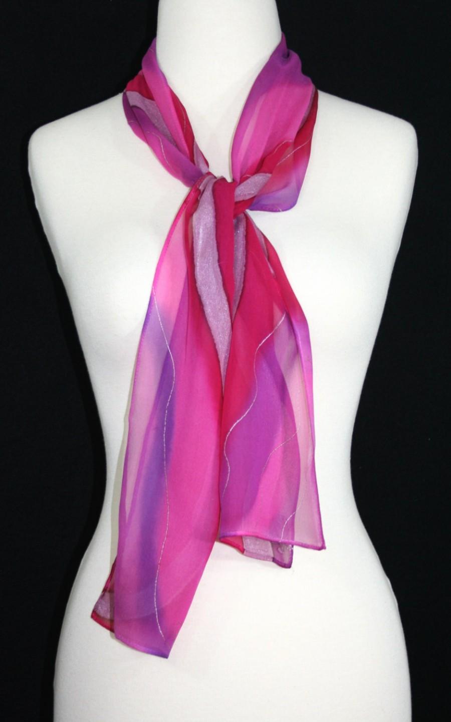 Pink silk scarf for women Hand painted silk scarf  2nd anniversary gift