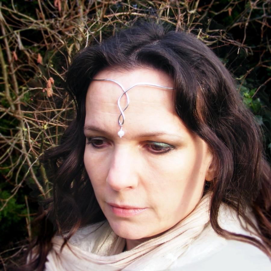 Hochzeit - Simple Sterling Silver Elven LOTR Circlet / Tiara with pearl