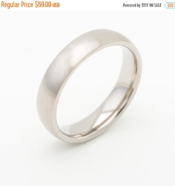 Wedding - ON SALE Titanium Mens Wedding Bands With Matte Finish 5mm Wide