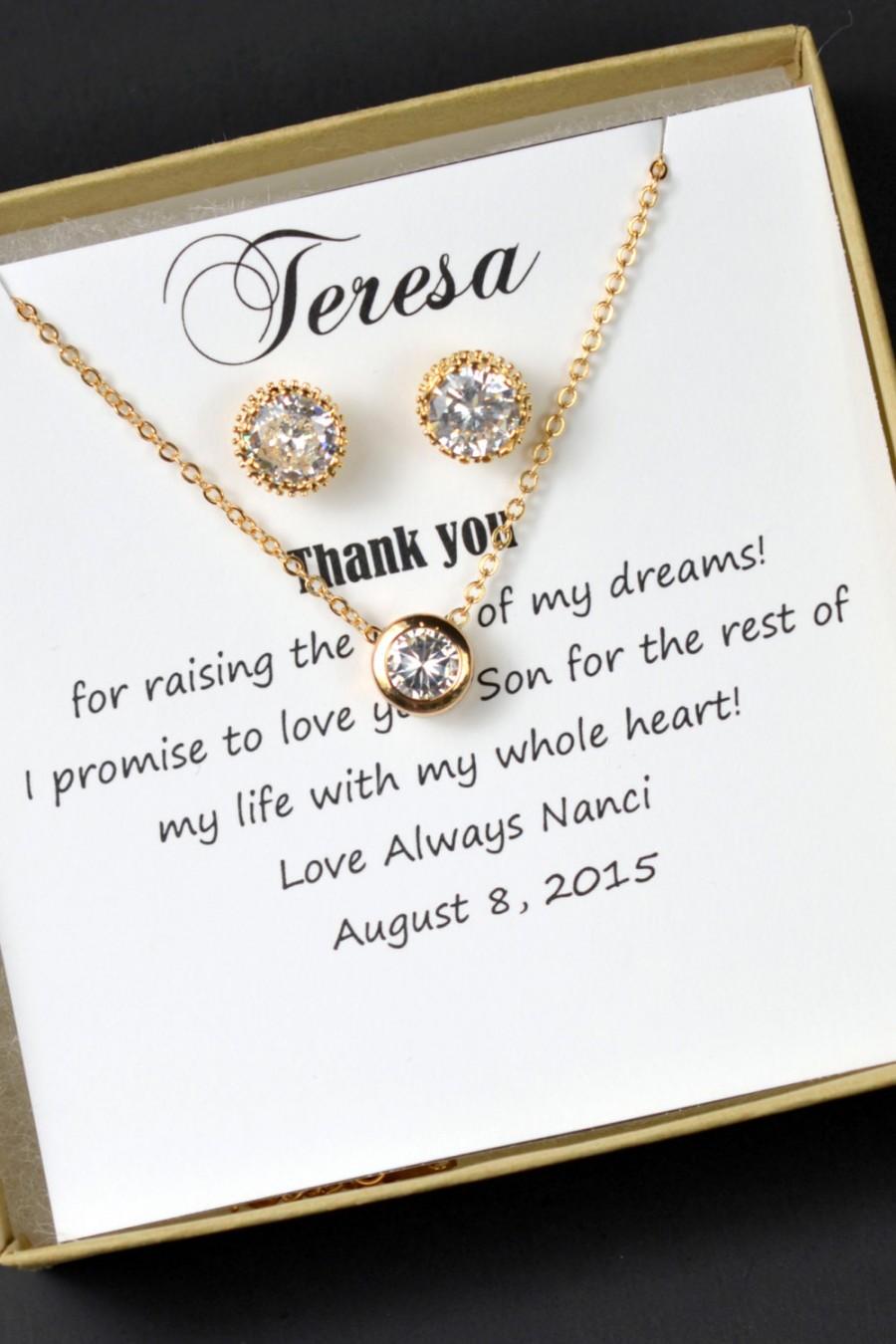 Mariage - Mother of the groom,mother of the bride gift,mother on law gift,thank you for raising the man of my dream,necklace & box card,cubic