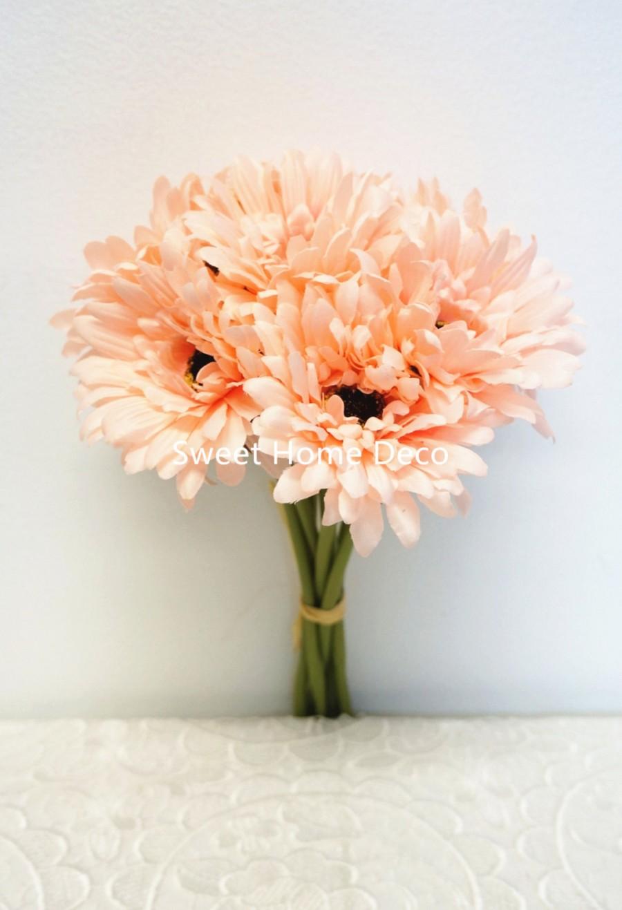 Wedding - JennysFlowerShop 13'' Silk Artificial Gerbera Daisy Bouquet  (w /7stems, 7 Flower Heads), Home/wedding Decorations