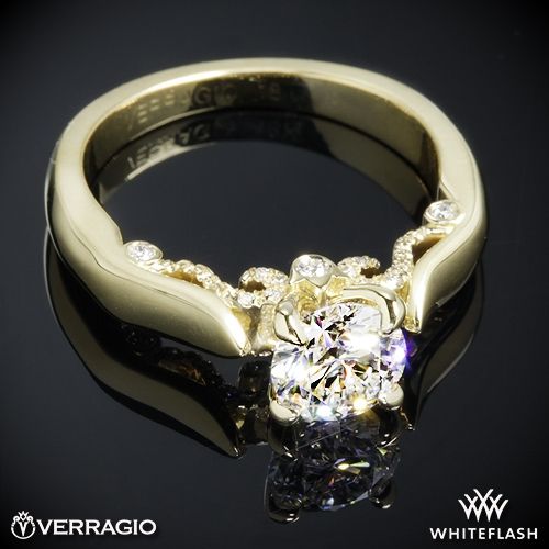 زفاف - 18k Yellow Gold Verragio INS-7022 4 Prong Knife-Edge Solitaire Engagement Ring