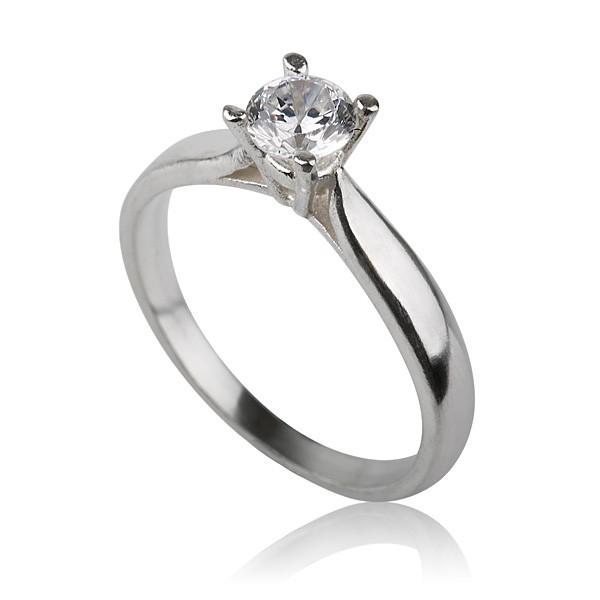 زفاف - Solitaire Engagement Ring, Sterling Silver Engagement Ring, Silver and Zircon Ring