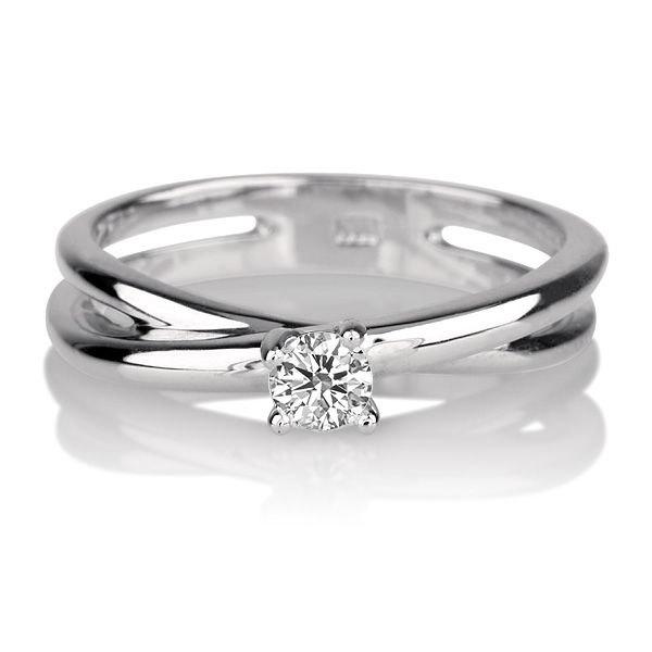 Wedding - Split Shank Engagement Ring, Diamond Ring, 14K White Gold Ring, Solitaire Ring, 0.35 CT Diamond Ring Band, Split Shank Ring