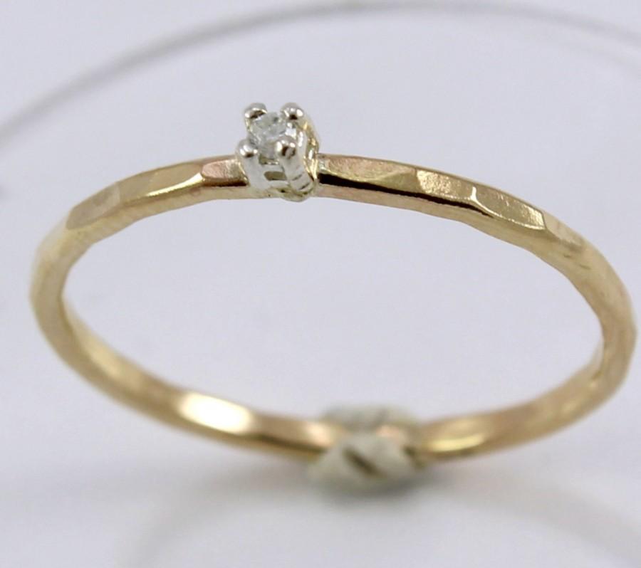 Mariage - Cubic Zirconia Engagement Ring, 14k Gold Filled Ring, Hammered Ring, Christmas Gift, CZ Ring, Zircon Ring Size 8