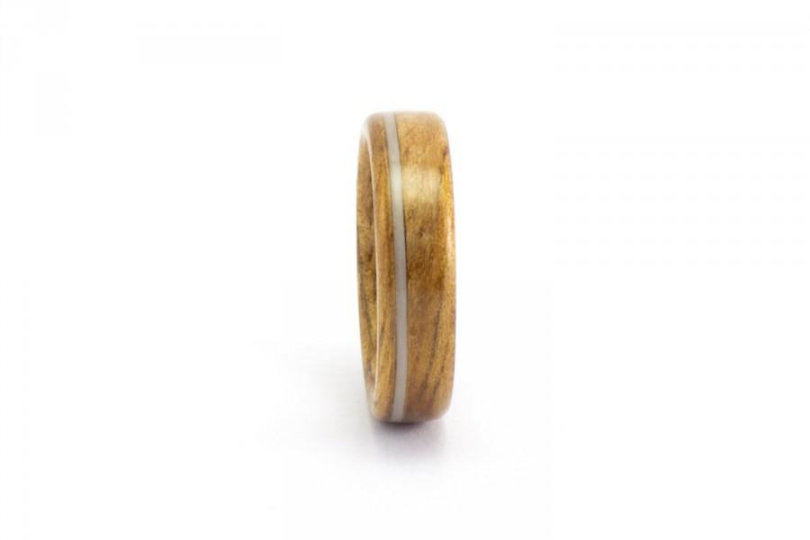زفاف - Koa Wood Ring w/ a Ukulele String Inlay - The Ukulele Ring - Handmade Bentwood Jewelry Wooden Band