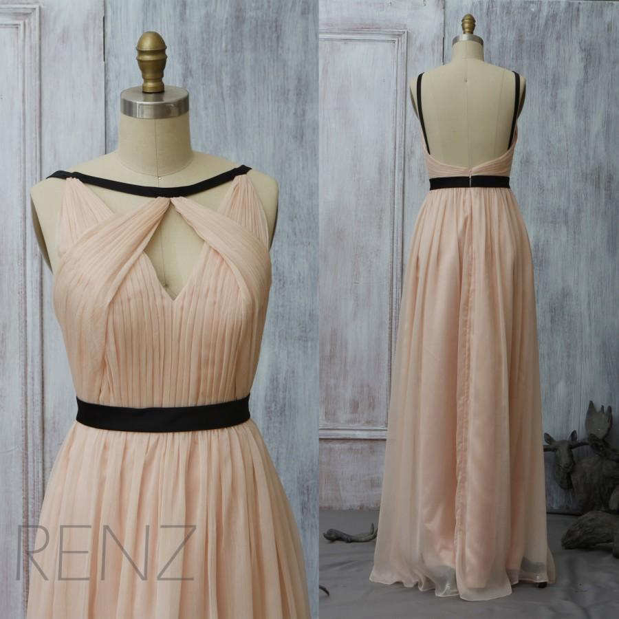 Mariage - 2015 Peach Bridesmaid dress, Long Coral Wedding dress, Party dress, Formal dress, Prom Dress, Floor dress, Elegant dress (F063A2)-Renzrags