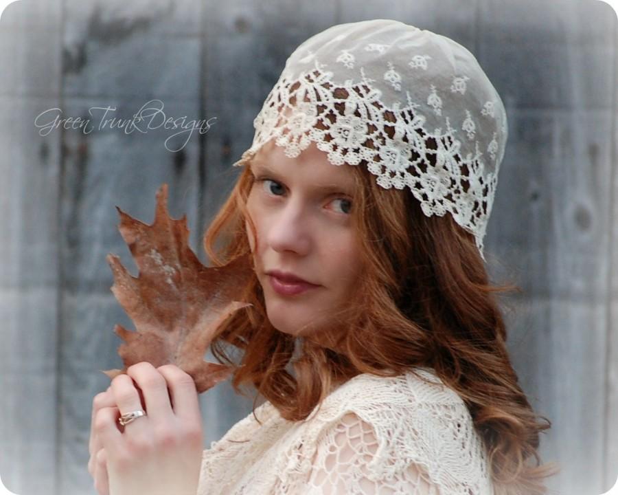 زفاف - Lace Wedding Cap Veil 1920s Flapper Style