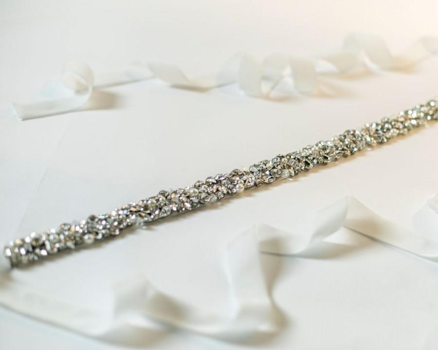 Mariage - Crystal Rhinestone Luxury Wedding Dresses Sashes, 1" Vintage Crystal Bridal Sash, Luxury Ivory Wedding Bridal Belt