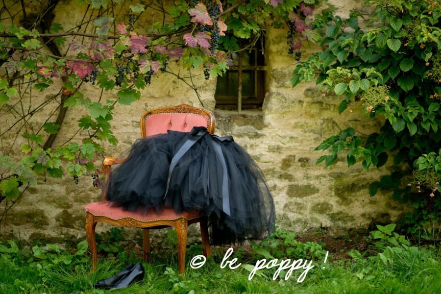 Wedding - SHORT to TEA length BLACK 8 layers custom couture tutu skirt