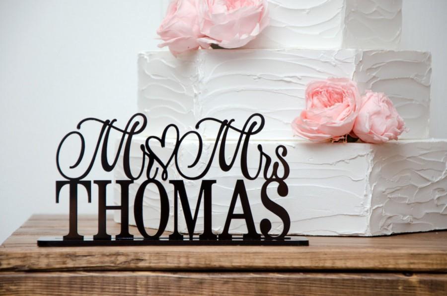 Wedding - Wedding Sign - Wedding Cake Table Sign - Table Top Wedding Sign with Last Name - Custom Wedding Sign