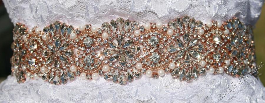 زفاف - ROSE GOLD Crystal Rhinestone Trim Applique (1 yd x 1.3 in) for Bridal Sash Wedding Belt or Sew onto Dress Gown ~ Fast Ship from USA designer