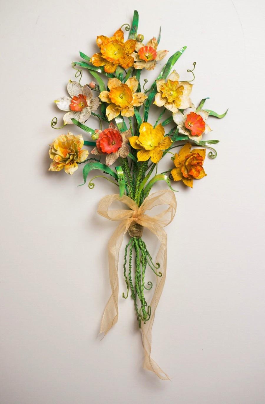 زفاف - Custom Tin Daffodils bouquet - 10th Anniversary_LG