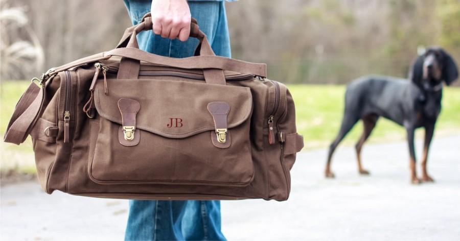 Свадьба - Set of 6 Personalized Groomsmen Gift Military Style Weekend Travel Duffel Bag Canvas Long Weekender