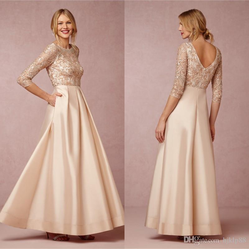 زفاف - Elegant 3/4 Long Sleeve Mother Of Bride Dresses 2015 Spring Lace Mother's Dress With Sequin Floor Length Wedding Formal Evening Dress Custom Online with $113.04/Piece on Hjklp88's Store 