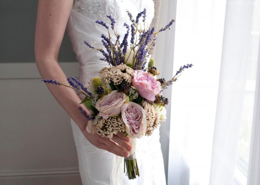 زفاف - Bohemian Wedding Bouquet - Rose and Lavender Wedding Bouquet