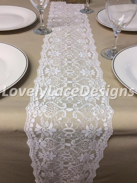 mookaitedecor Lace Table Runner White for Wedding Festival Party Table,35 x 15 Inch