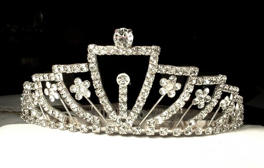 Mariage - Art Deco TRUE Vintage Bridal Tiara, 1920s Headpiece Rhinestone Headband Great Gatsby Wedding, Antique Flapper Crystal Crown, Downton Abbey