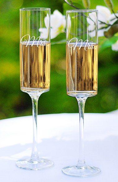زفاف - Cathy's Concepts 'For The Couple' Etched Contemporary Champagne Flutes (Set Of 2)