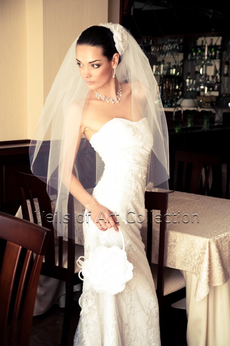 Mariage - 2T Fingertip Bridal Wedding Veil Cut Edge VE182 white ivory